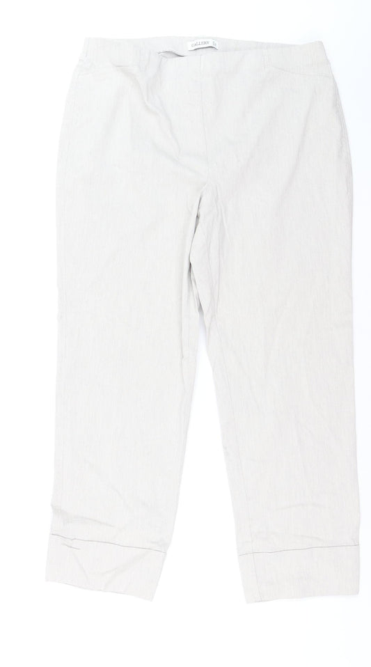 Gallery Women’s Beige Linen Cotton Capri Trousers Size L