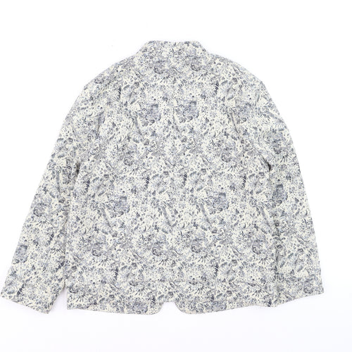 Warehouse Women’s Blue Floral Zip Bomber Jacket Size 10