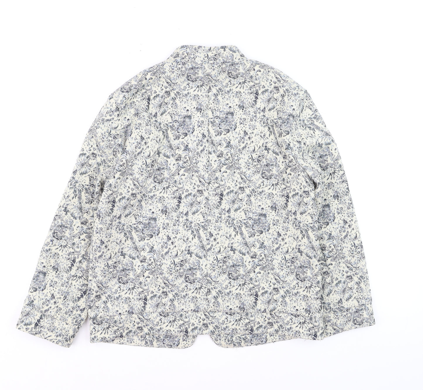 Warehouse Women’s Blue Floral Zip Bomber Jacket Size 10