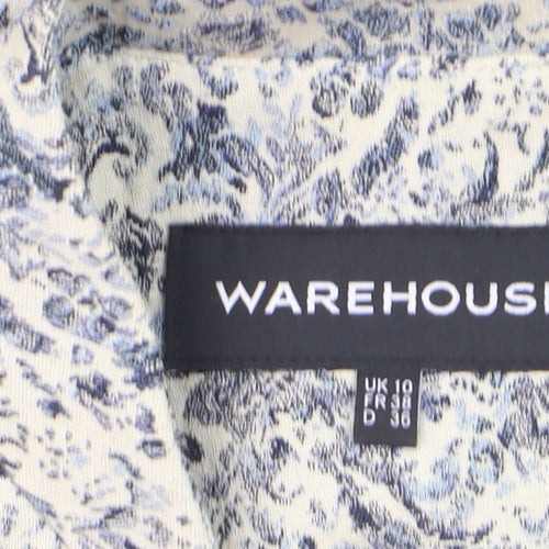 Warehouse Women’s Blue Floral Zip Bomber Jacket Size 10