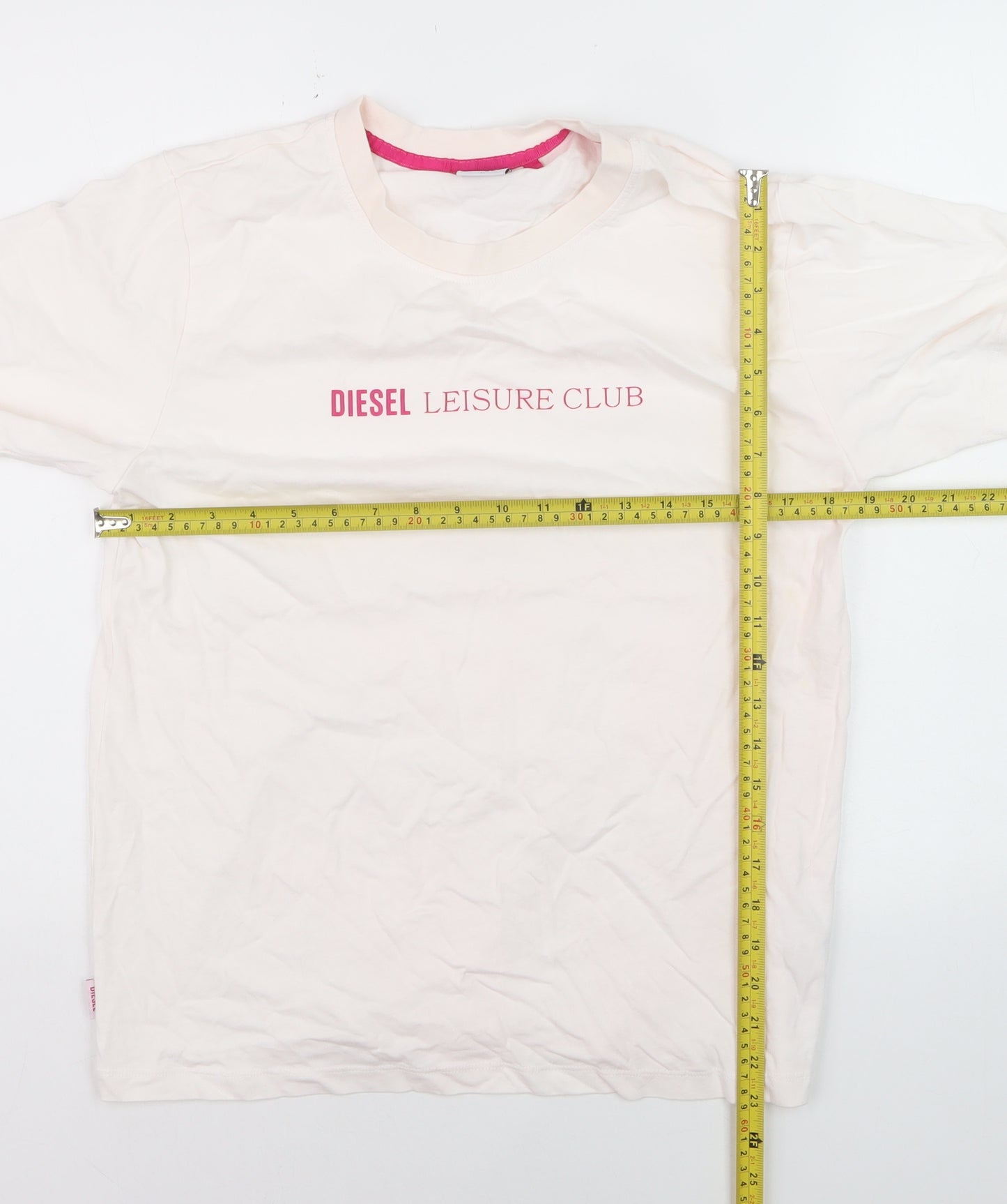 Diesel Women Ivory Leisure Club Cotton T-Shirt M Short Sleeve
