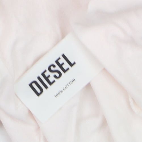 Diesel Women Ivory Leisure Club Cotton T-Shirt M Short Sleeve