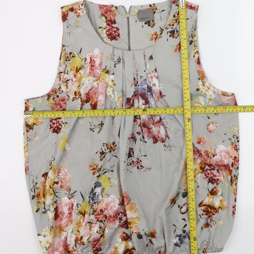 Vero Moda Women’s Grey Floral Pleated Sleeveless Tunic Blouse XL