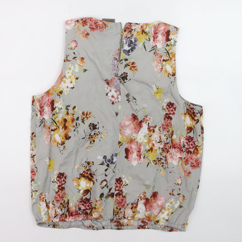 Vero Moda Women’s Grey Floral Pleated Sleeveless Tunic Blouse XL