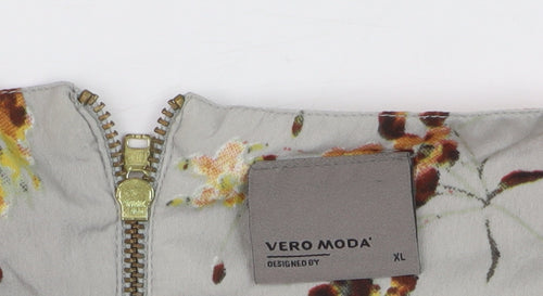 Vero Moda Women’s Grey Floral Pleated Sleeveless Tunic Blouse XL