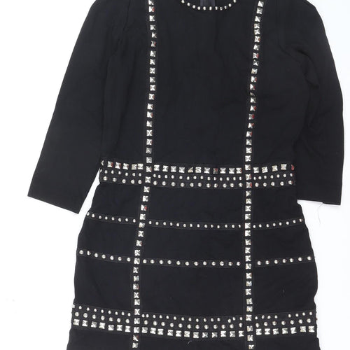 Alwear Women Black Size 8 Studded Bodycon Party Dress