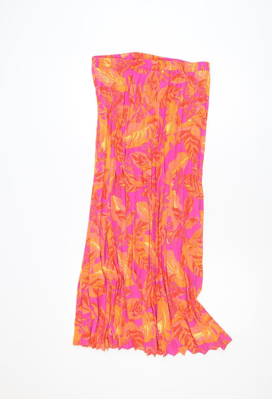 ONLY Womens Multicoloured Floral Pleated Midi Skirt Size 12
