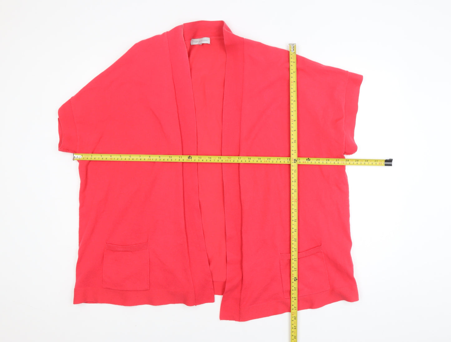 rogers+ROGERS Women’s Red Knit Short Sleeve Open Cardigan Size 28