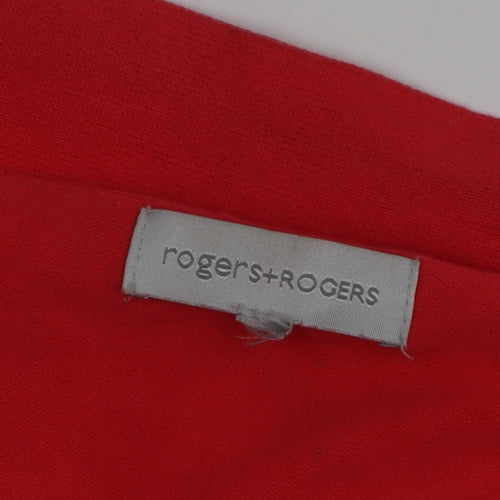rogers+ROGERS Women’s Red Knit Short Sleeve Open Cardigan Size 28
