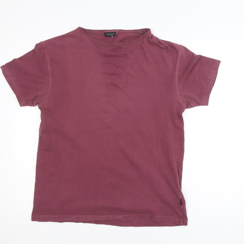 Selected Menswear Men's Burgundy Crew Neck Cotton Blend T-Shirt Size M