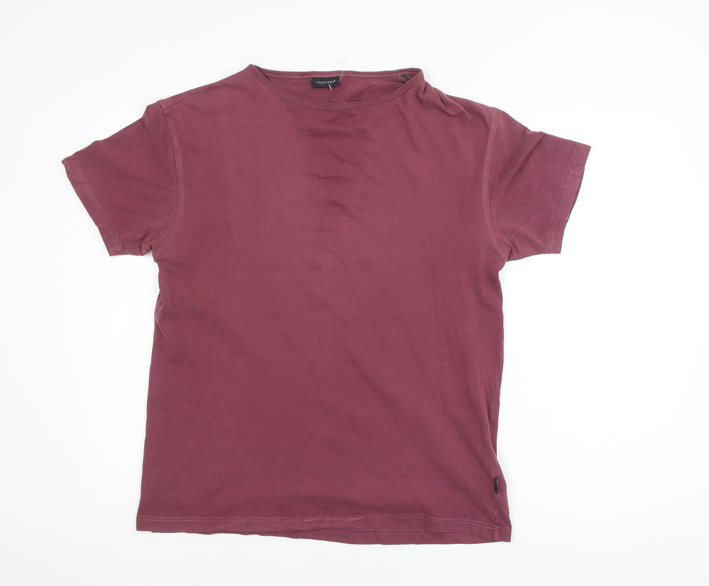 Selected Menswear Men's Burgundy Crew Neck Cotton Blend T-Shirt Size M