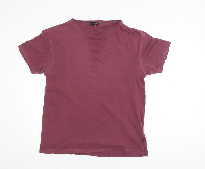 Selected Menswear Men's Burgundy Crew Neck Cotton Blend T-Shirt Size M