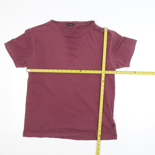 Selected Menswear Men's Burgundy Crew Neck Cotton Blend T-Shirt Size M