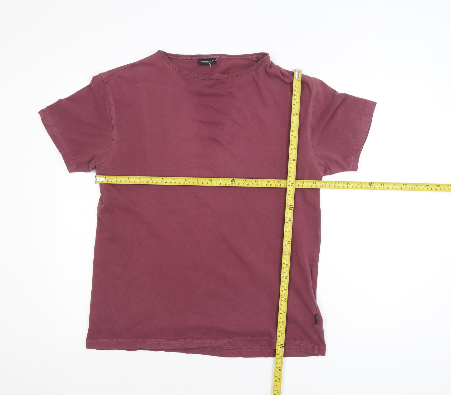 Selected Menswear Men's Burgundy Crew Neck Cotton Blend T-Shirt Size M