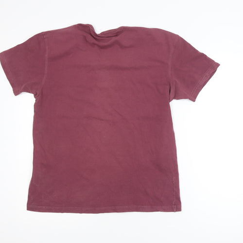 Selected Menswear Men's Burgundy Crew Neck Cotton Blend T-Shirt Size M