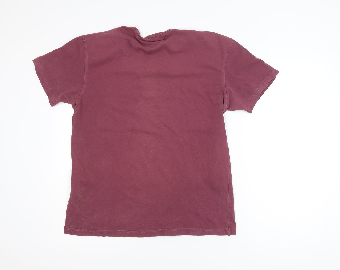 Selected Menswear Men's Burgundy Crew Neck Cotton Blend T-Shirt Size M