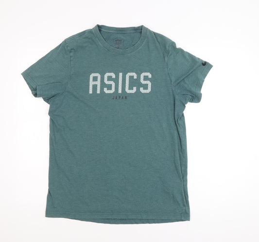 ASICS Men's Green Short Sleeve Crew Neck Sports T-Shirt Size M
