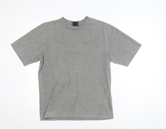 Cargo Bay Men's Grey Crew Neck Classic Cotton Blend T-Shirt Size S