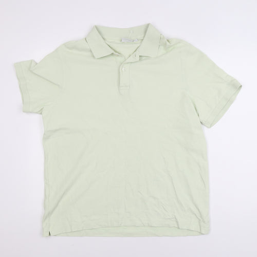 MNG Men's Green Regular Fit Cotton Short Sleeve Polo Shirt XL