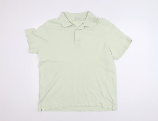 MNG Men's Green Regular Fit Cotton Short Sleeve Polo Shirt XL