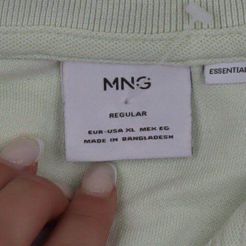 MNG Men's Green Regular Fit Cotton Short Sleeve Polo Shirt XL