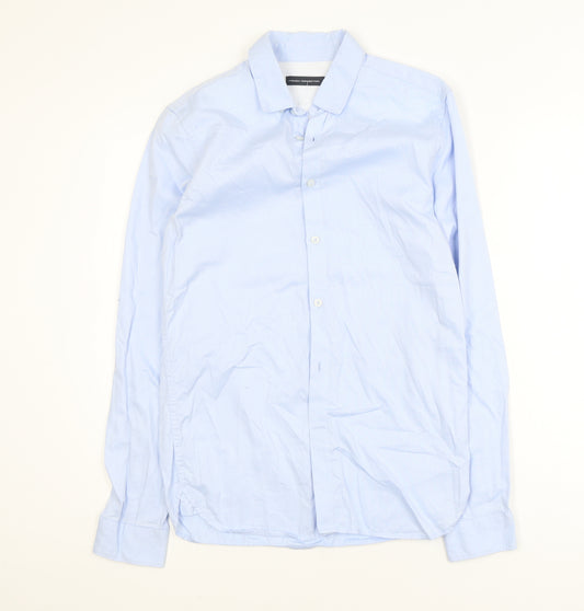 French Connection Men's Blue XS Slim Fit Long Sleeve Dress Shirt