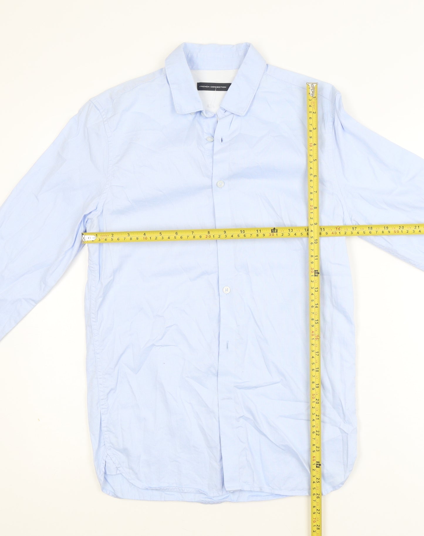 French Connection Men's Blue XS Slim Fit Long Sleeve Dress Shirt