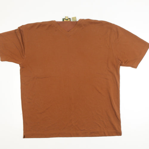Joseph Abboud Men's Brown V-Neck Short Sleeve Polo Shirt L