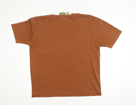 Joseph Abboud Men's Brown V-Neck Short Sleeve Polo Shirt L