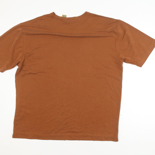 Joseph Abboud Men's Brown V-Neck Short Sleeve Polo Shirt L