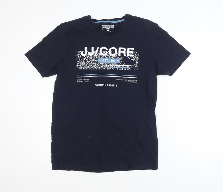 Jack & Jones Men’s Blue Graphic Print Crew Neck T-Shirt L