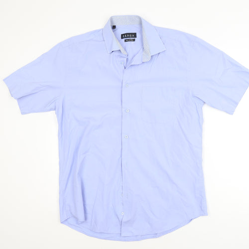 Zenga Boys Blue Short Sleeve Cotton School Uniform Shirt Size L
