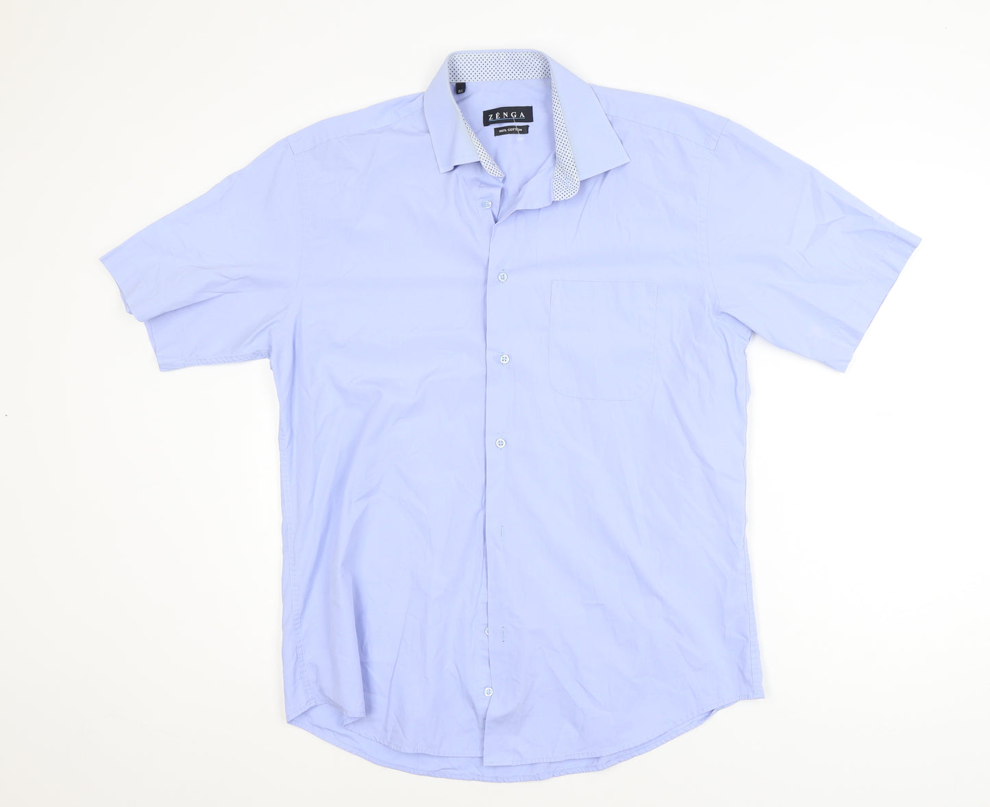 Zenga Boys Blue Short Sleeve Cotton School Uniform Shirt Size L