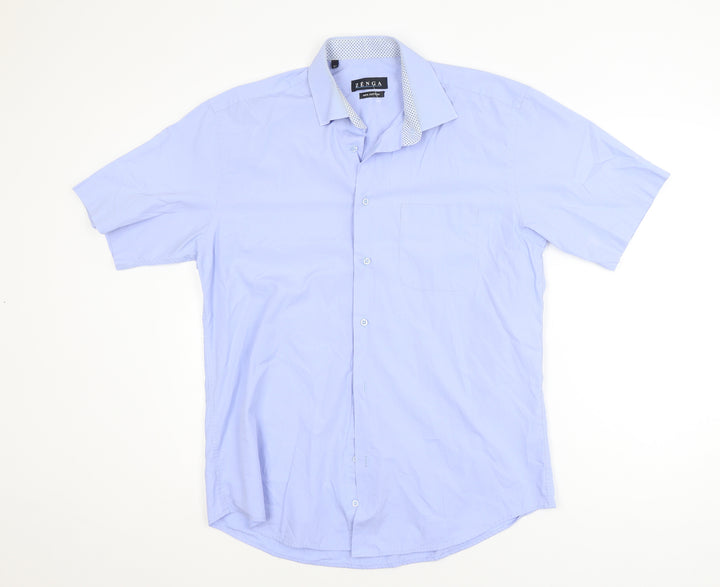 Zenga Boys Blue Short Sleeve Cotton School Uniform Shirt Size L
