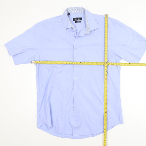 Zenga Boys Blue Short Sleeve Cotton School Uniform Shirt Size L