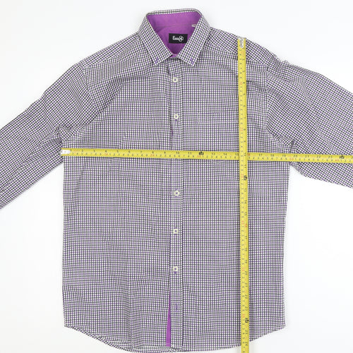 Eighteen 87 Boys Purple Check Long Sleeve School Dress Shirt 15-16 Years