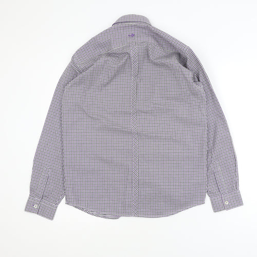 Eighteen 87 Boys Purple Check Long Sleeve School Dress Shirt 15-16 Years