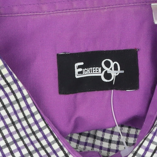 Eighteen 87 Boys Purple Check Long Sleeve School Dress Shirt 15-16 Years