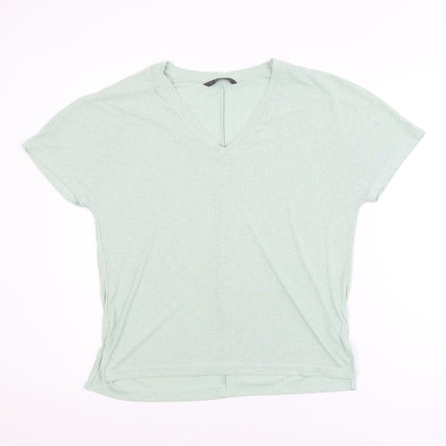 Dunnes Women's Light Green V-Neck Short Sleeve T-Shirt Size S