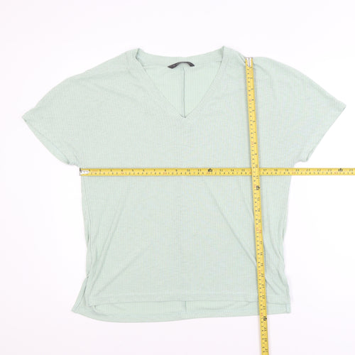 Dunnes Women's Light Green V-Neck Short Sleeve T-Shirt Size S