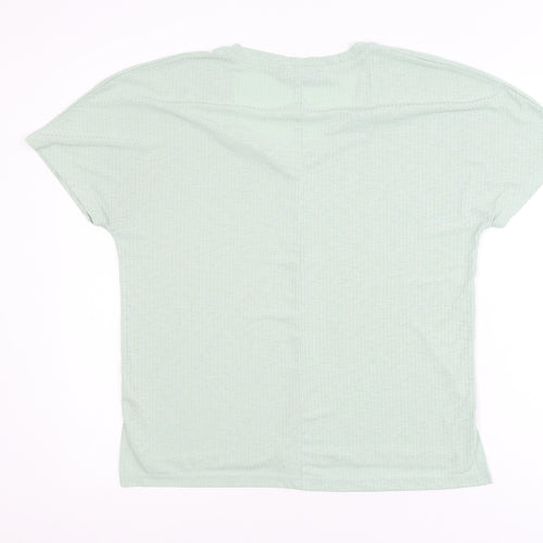 Dunnes Women's Light Green V-Neck Short Sleeve T-Shirt Size S