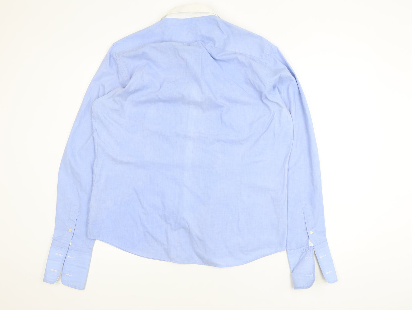 River Island Men's Blue XL Long Sleeve Collared Polo Shirt