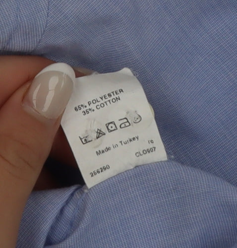 River Island Men's Blue XL Long Sleeve Collared Polo Shirt