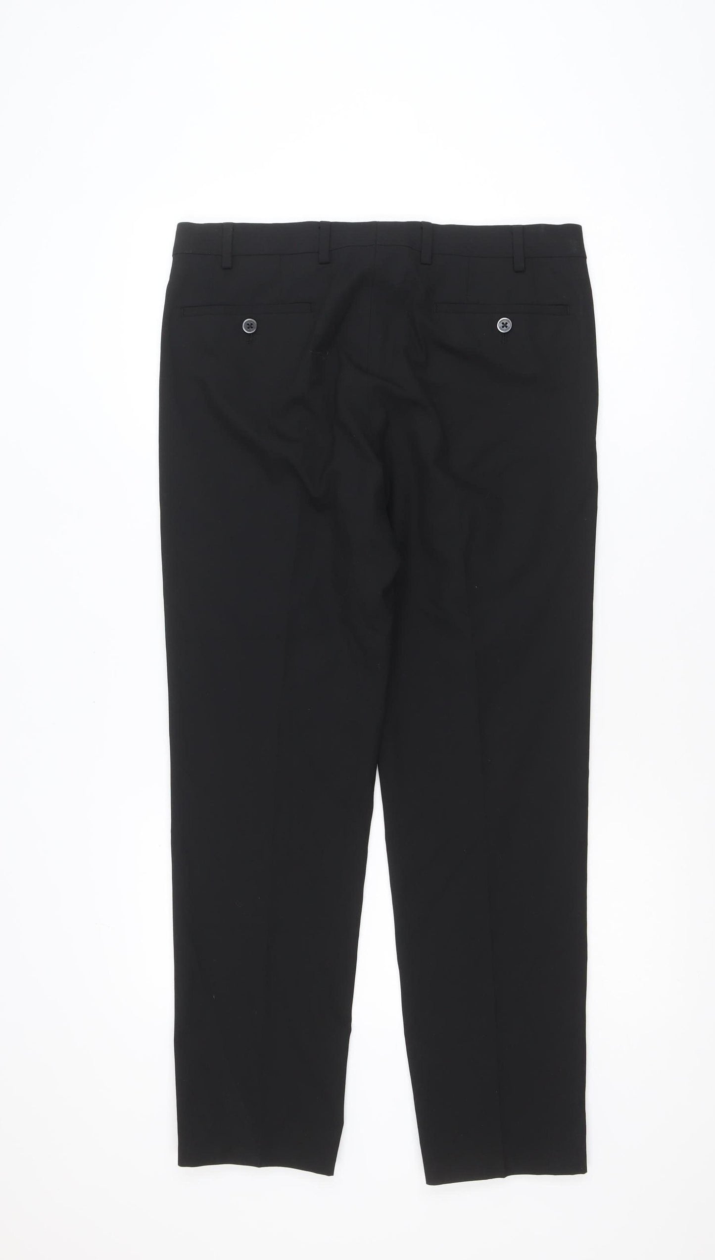 Remus Uomo Men's Black 32S Slim Fit Dress Trousers