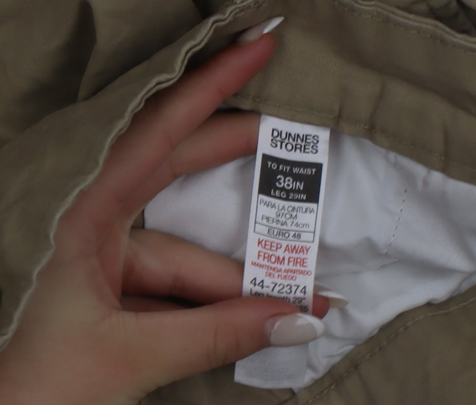Dunnes Stores Men's Beige 38in Chino Trousers Regular Fit