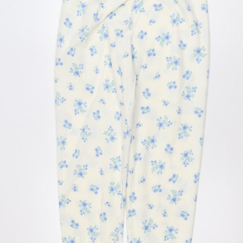Dunnes Stores Womens White Floral Fleece Pyjama Pants Size 8
