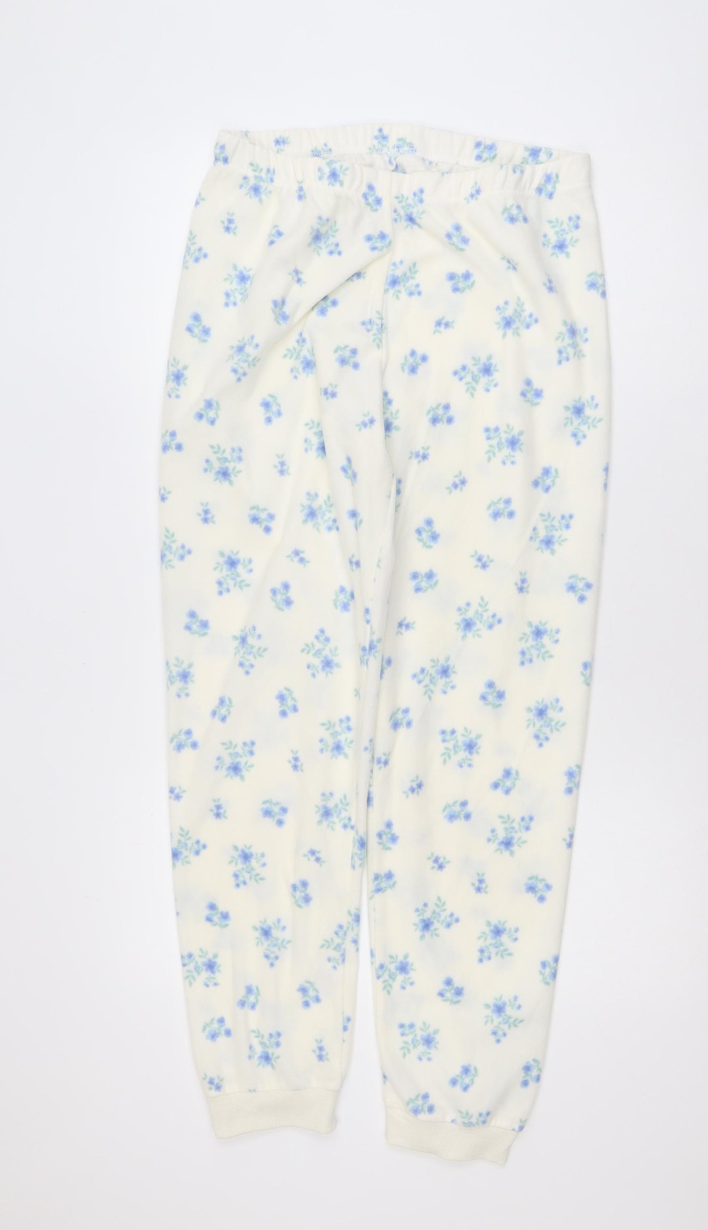 Dunnes Stores Womens White Floral Fleece Pyjama Pants Size 8