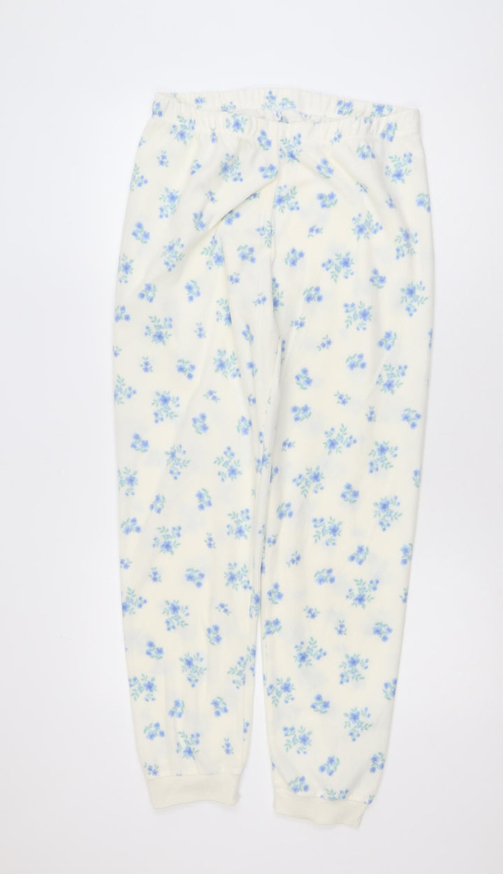 Dunnes Stores Womens White Floral Fleece Pyjama Pants Size 8