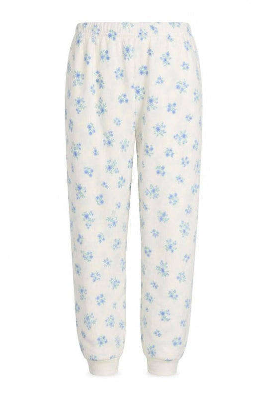 Dunnes Stores Womens White Floral Fleece Pyjama Pants Size 8