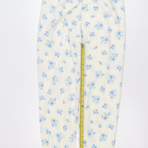 Dunnes Stores Womens White Floral Fleece Pyjama Pants Size 8